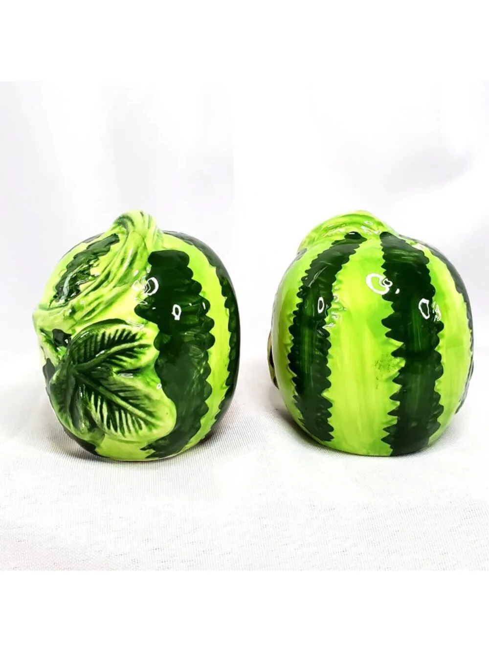 VTG Watermelon Ceramic Salt & Pepper Shakers Hand-Painted 2.75" Tall - Picture 9 of 10